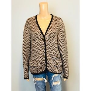 RARE BASLER Printed angora mohair cardigan sweater
